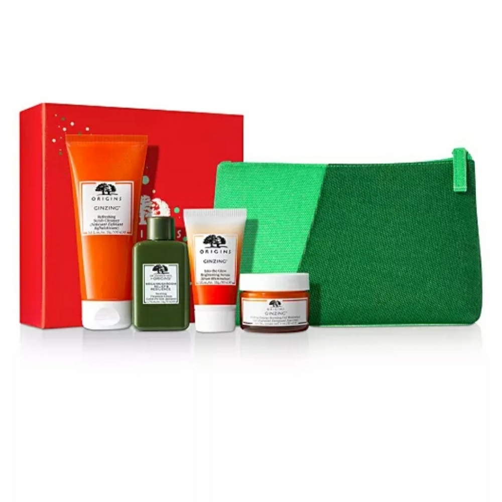 Origins Skincare System Ginzing & Mega Mushroom 5 Item Bundle NWT